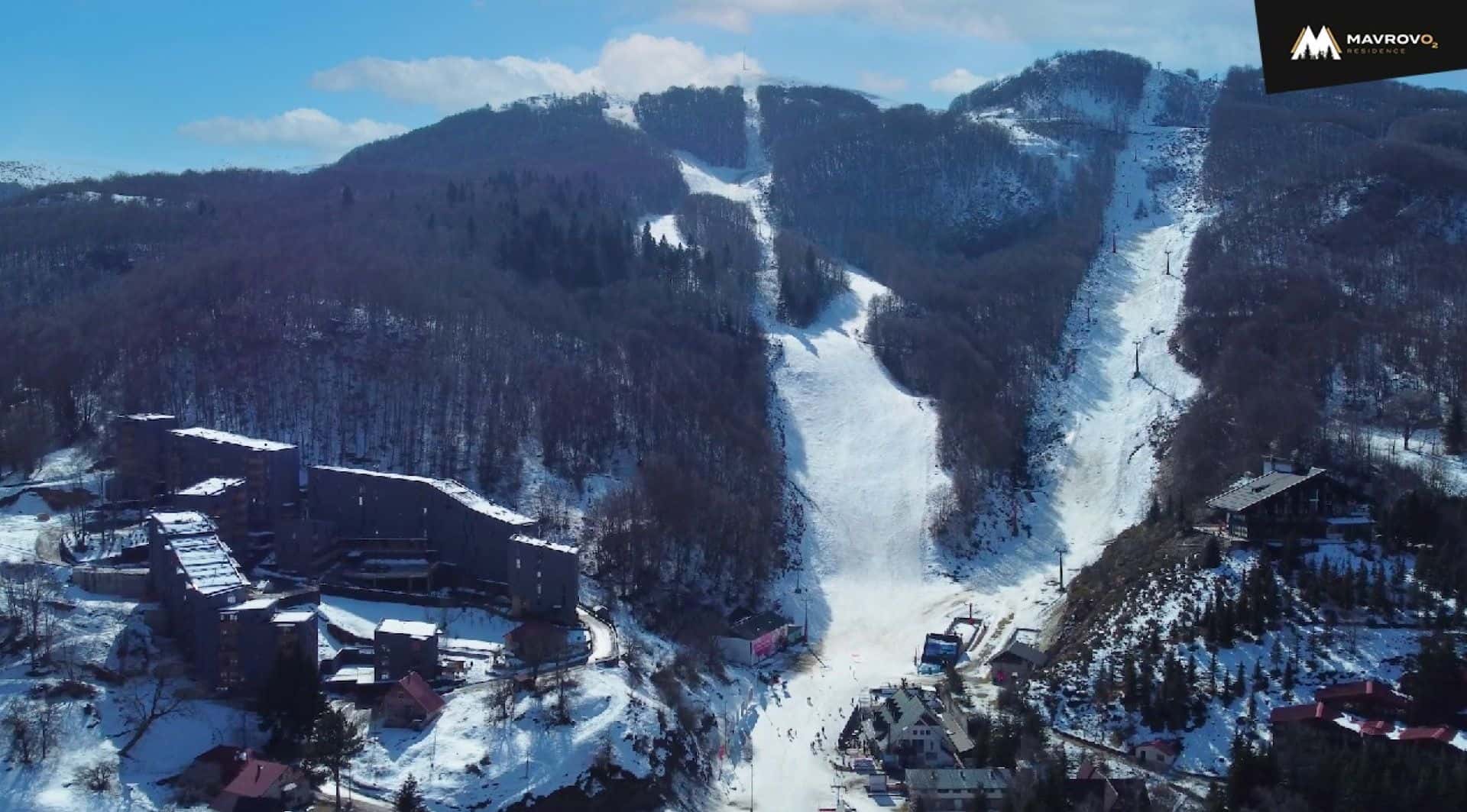 Aerial view of ski slopes